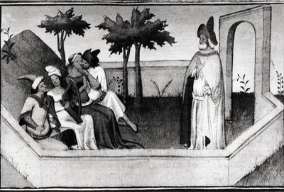Ms Fr 2810 Kuinka vuorten vanha mies sai seuraajiaan puutarhassa, Livre des Merveilles du Mondesta, n. 1410-1212 tekijältä and workshop Boucicaut Master