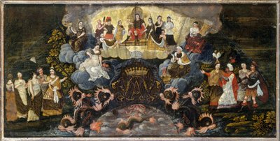 Ranska: Allegoria Dauphinin ja Baijerin Marie-Annen avioliittoon vihkimisen yhteydessä 7. maaliskuuta 1680. tekijältä anonymous 
