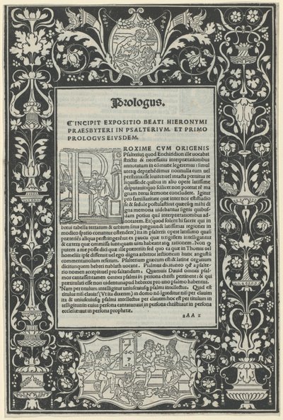 Valkoinen viivareunus kahdella kortsilla: "Satyyri uhraa oinasta" ja "Herculesin valinta" tekijältä attributed to Benedetto Bordon