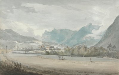 Vuoristoinen maisema hahmoilla tekijältä attributed to Benjamin West