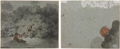 Fagot Gatherer (recto) Tutkimus päästä alhaalta katsottuna (verso) tekijältä attributed to Francisque Millet