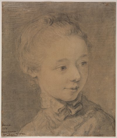 Nuoren tytön pää, joka kääntyy oikealle tekijältä attributed to François Hubert Drouais