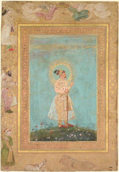 Shah Jahan pitelee spinelliä ja pitkää Deccan-miekkaa, Late Shah Jahan -albumista tekijältä attributed to Hashim