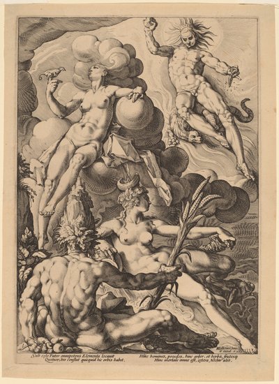 Neljä elementtiä tekijältä attributed to Jacob Matham, after Hendrick Goltzius