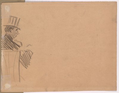 Oikea profiili miehestä, jolla on pitkä hattu (käänteinen) tekijältä attributed to Jean Louis Forain