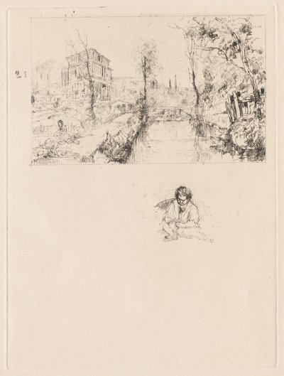 [Maisema sillan ja lapsen kanssa] tekijältä attributed to Jean Louis Richter
