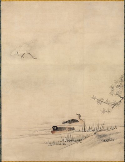Kukkia ja lintuja keväisessä maisemassa tekijältä attributed to Kano Motonobu