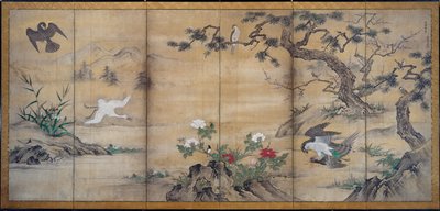 Linnut ja kukat tekijältä attributed to Kano Shōei