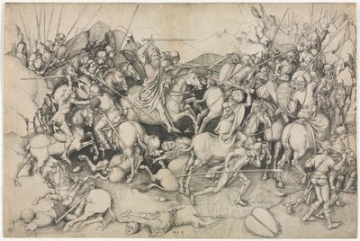 Pyhän Jaakob Suuren taistelu Clavijossa tekijältä attributed to Martin Schongauer