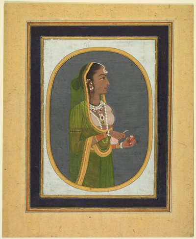 Hovinrouva kaatamassa viiniä (recto) tekijältä attributed to Muhammad Rizavi Hindi