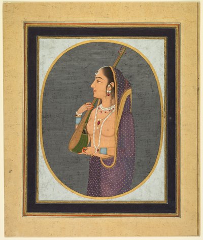 Hovinainen laulaa ja soittaa vinaa tekijältä attributed to Muhammad Rizavi Hindi