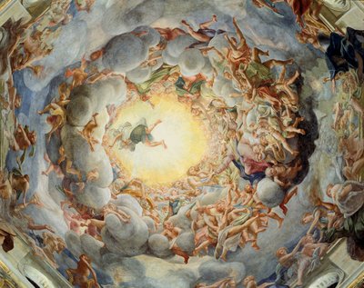 Neitsyt taivaaseenastuminen, kupolin katosta, 1526-30 tekijältä Antonio da Correggio
