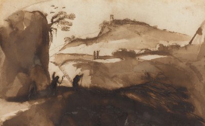 Paimenet kurkistamassa kuiluun tekijältä called Guercino Giovanni Francesco Barbieri