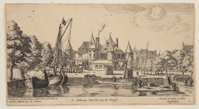 S. Anthonis Marckt met de Waegh, lähteestä Views of Amsterdam (Amsterdamin näkymät) tekijältä called Zeeman Reinier Nooms