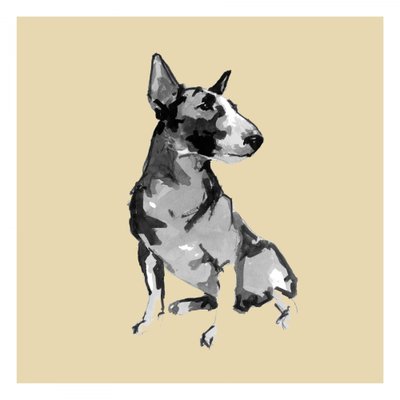 Istuva bullterrieri tekijältä cartissi