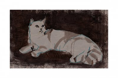 Lepäävä valkoinen kissa tekijältä cartissi