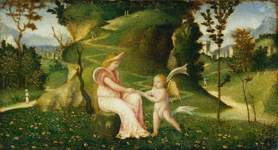 Venus i Cupido en un paisatge finlandès tekijältä circle of Giorgione