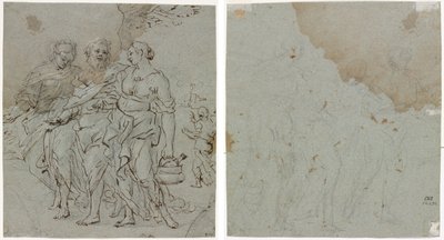Loot ja hänen tyttärensä (recto) Luonnos Lootille ja hänen tyttäreilleen (käänteinen) tekijältä circle of Pietro da Cortona
