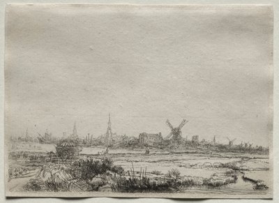 Kopio Amsterdamin näkymästä luoteesta tekijältä copy after Rembrandt van Rijn