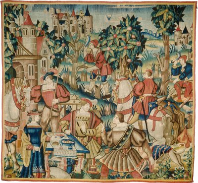 Paluu metsästyksestä tekijältä design and cartoon Flemish 16th Century, probably Tournai; woven in Tournai in an undetermined workshop