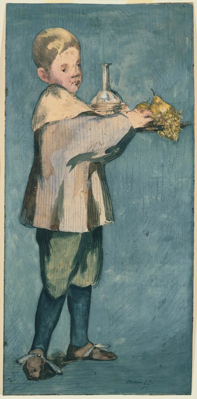 Poika kantaa tarjottimella tekijältä Édouard Manet
