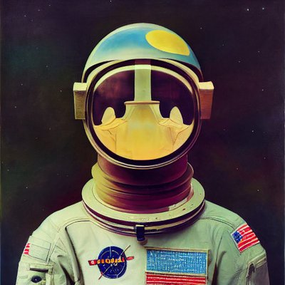 abstrakti astronauttimaalaus avaruudessa, verkossa tulostettava taide tekijältä F. Abderrahim