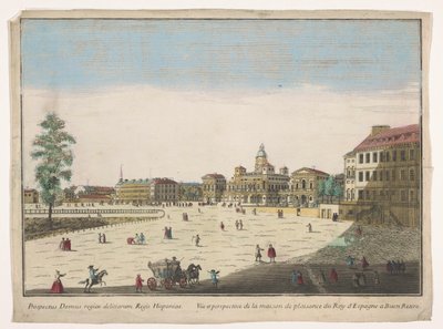 Gezicht op het Buen Retiro Palace Madridissa Vüe ​​​​et perspective de la maison de plaisance du roy d