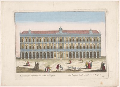 Näkymä Palazzo Realelle Napolissa Facciata del palazzo del vicere in Napoli (otsikko esineessä) tekijältä familie Remondini (attributed to)