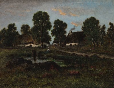 Mökit lähellä Larchantia tekijältä imitator of Théodore Rousseau