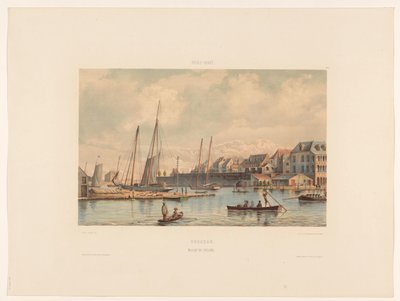 Waaigat ja Willemstadin kaupunginmuuri Curacao. Waaigat ja kaupunginmuuri (otsikko esineessä) tekijältä jonkheer Jacob Eduard van Heemskerck