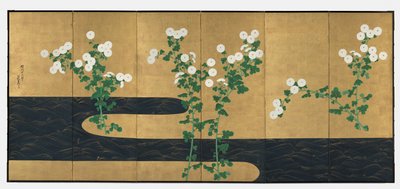Krysanteemit virran varrella tekijältä possibly by Ogata Kōrin