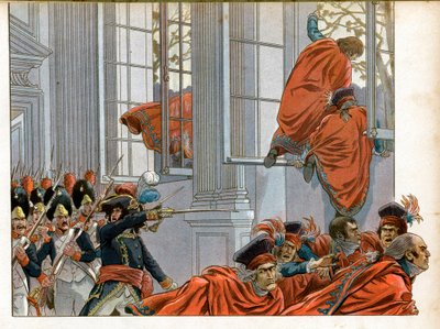 Konsulaatti: Joachim Murat (1767-1815) astuu viiden sentin neuvoston kammioon (500:n huone) 50 miehen kanssa karkottamaan senaattorit 18-sumun vallankaappauksen aikana (11.9. /1799), joka lopetti johtokunnan ja synnytti johtokunnan tekijältä pseudonym for Onfray de Breville Jacques Job