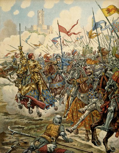 Ranskan historia keskiajalla (keskiaika): Kuningas Ludvig XI kutsui Armeijaa (1423-1483) armeijansa kärjeksi Montleryn taistelussa Ligue du Bien Publicia vastaan, 16. heinäkuuta tekijältä pseudonym for Onfray de Breville Jacques Job