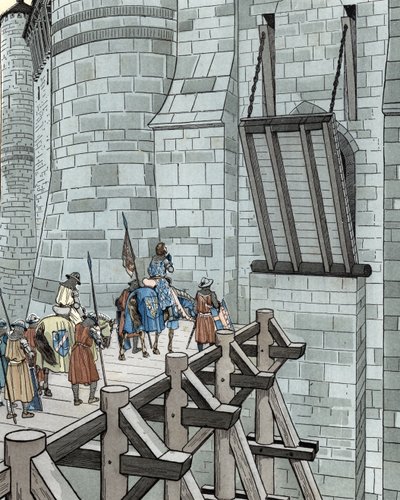 Satavuotinen sota: Philippe VI of Valois pyytää turvapaikkaa Château de Broyesta (1346) tekijältä pseudonym for Onfray de Breville Jacques Job
