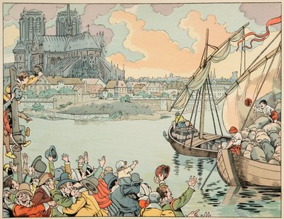 Kuvitus kirjasta "Le bon roy Henri", kuvittanut Jacques Marie Gaston Onfray de Breville dit JOB (1858-1931): Paris refuitaille - Yksityinen kokoelma tekijältä pseudonym for Onfray de Breville Jacques Job