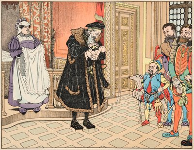 Kuvitus kirjasta "Le bon roy Henri", kuvittanut Jacques Marie Gaston Onfray de Breville dit JOB (1858-1931): Henri IV:n syntymä, hänen isoisänsä Henri d