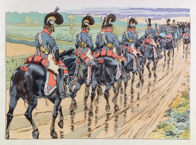 Jacques Marie Gaston Onfray de Breville nimeltä JOB (1858 - 1931); Kuvitus kirjasta "" Les epees de France"": Imperiale saattaja Napoleonin mukana; Kerää, jaa tekijältä pseudonym for Onfray de Breville Jacques Job