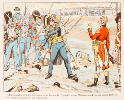 Jacques Marie Gaston Onfroy de Breville dit JOB (1858-1931) - Waterloo Cambronne englantilaisia vastaan, joka pyysi häntä menemään vuonna 1815, yksityinen kokoelma tekijältä pseudonym for Onfray de Breville Jacques Job