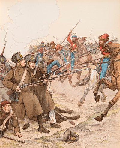 Jacques Marie Gaston Onfroy de Breville dit JOB (1858-1931) - Ranskan armeija Napoleonin kampanjoiden aikana, lempinimeltään Marie Louise vuonna 1815 taistellen kasakkoja vastaan, yksityinen kokoelma tekijältä pseudonym for Onfray de Breville Jacques Job