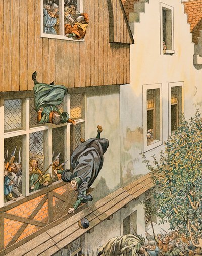 Jacques Marie Gaston Onfroy de Breville dit JOB (1858-1931) - Belgian historia: Leuvenin patriisialaisten Echevinien puolustaminen vuonna 1419, yksityinen kokoelma tekijältä pseudonym for Onfray de Breville Jacques Job