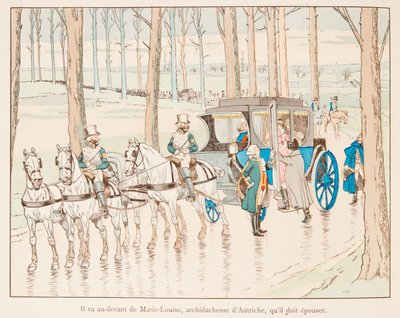 Jacques Marie Gaston Onfroy de Breville dit JOB (1858-1931) - Napoleon Bonaparte menee itävaltalaisen Marie Louisen eteen ennen avioliittoaan vuonna 1810, yksityinen kokoelma tekijältä pseudonym for Onfray de Breville Jacques Job