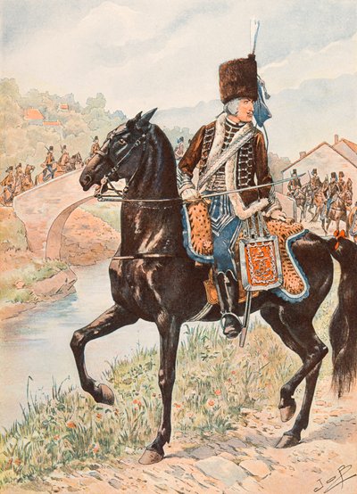 Jacques Marie Gaston Onfroy de Breville dit JOB (1858-1931) - Ranskan joukkojen varusteet aina: Chamborantin husaarien eversti (1784), yksityinen kokoelma tekijältä pseudonym for Onfray de Breville Jacques Job