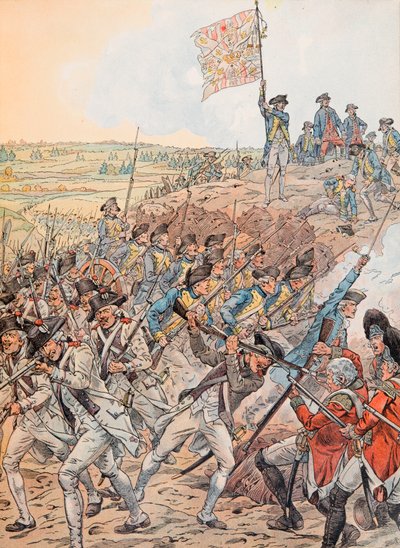 Jacques Marie Gaston Onfroy de Breville dit JOB (1858-1931) - Ranskalaiset Yorktownin taistelun aikana lokakuussa 1781 vapaussodan aikana, yksityinen kokoelma tekijältä pseudonym for Onfray de Breville Jacques Job