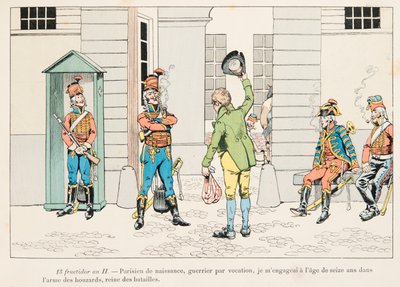 Jacques Marie Gaston Onfroy de Breville dit JOB (1858-1931) - nuori mies, joka oli mukana Houzardeissa (husaareissa) Ranskan vallankumouksen aikana, yksityinen kokoelma tekijältä pseudonym for Onfray de Breville Jacques Job
