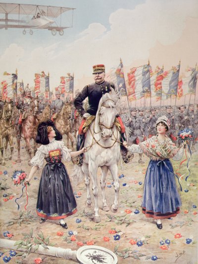 Marsalkka Ferdinand Foch (1851-1929) vapauttaja (väri litho) tekijältä pseudonym for Onfray de Breville Jacques Job