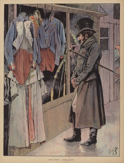 Vanhat vaatteet! Vanhat raidat! (väri litho) tekijältä pseudonym for Onfray de Breville Jacques Job