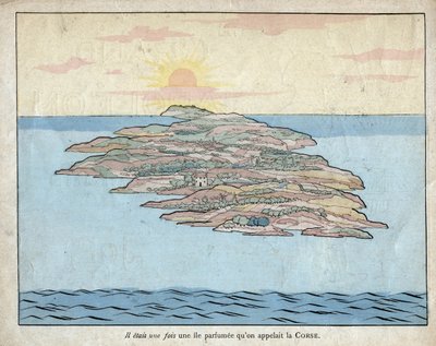 Olipa kerran tuoksuva saari nimeltä Korsika (Korsika) - Jobin (Jacques Onfroy de Breville) litografia elokuvasta "Le Grand Napoleon des Petites Enfants"" 1893 tekijältä pseudonym for Onfray de Breville Jacques Job