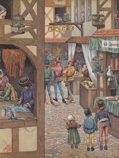 Pariisilaiset häkkilintujen kanssa (väri litho) tekijältä pseudonym for Onfray de Breville Jacques Job