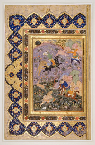 Villieläinten metsästys, noin 1540 (tussi, guassi ja kulta). tekijältä School Iranian