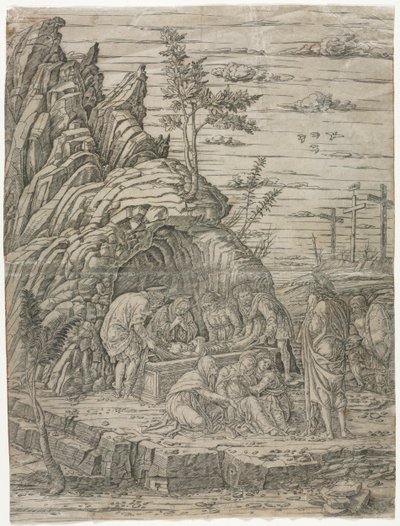 Hautaus neljän linnun kanssa tekijältä school of Andrea Mantegna
